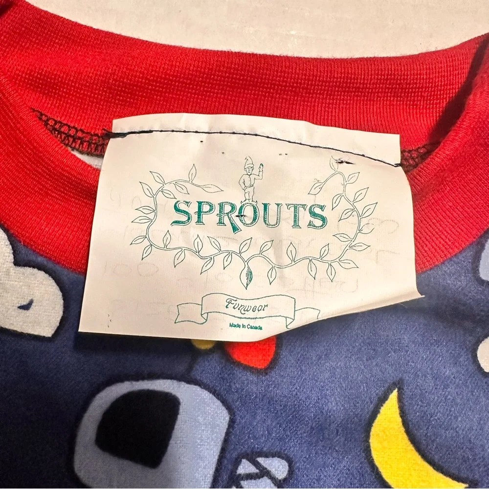 Vintage Sprouts Funwear Pajama Set Made in Canada –Size 12–18M ✈️⭐🌙 (Never Worn) - Picture 3 of 8